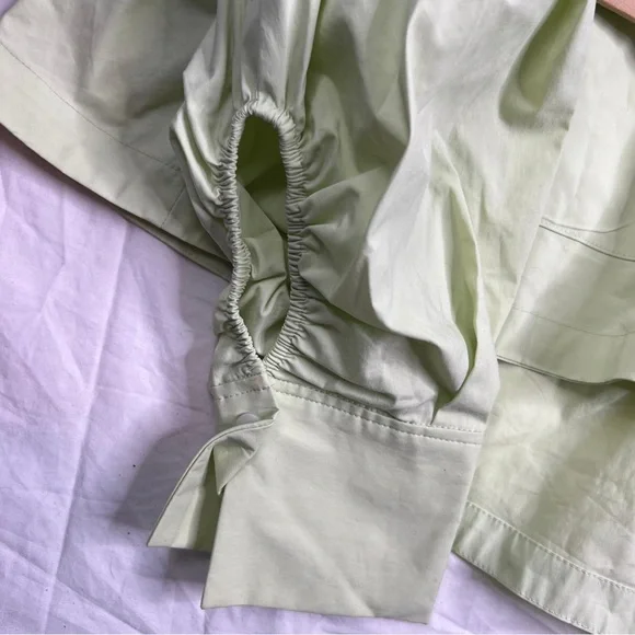 Zara  Womens Green Button Front Shirt Boho Crop Long Sleeve Size S A060223 - Picture 6 of 7
